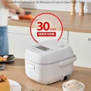 Toshiba Mini Rice Cooker, 3 Cups Uncooked Small Rice Cooker, Steamer & Warmer, With Fuzzy Logic And One-Touch Cooking, 24 Hour Delay Timer And Auto Keep Warm Feature