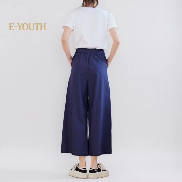Eyouth 1062 women casual pants wide leg high waist culottes