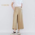 Eyouth 1062 women casual pants wide leg high waist culottes